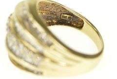 10K Yellow Gold Diamond Encrusted Tiered Statement Band Ring