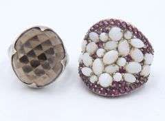 Group Lot of Vintage 925 Sterling Silver Gemstone Rings