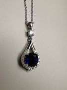 Midnight Blue 1.5 Ct Lab VVs1 Blue Sapphire Pendant
