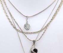 Group Lot of 4 Vintage 925 Sterling Silver Necklaces