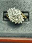 CERTIFIED 14K GOLD AND DIAMOND COCKTAIL RING