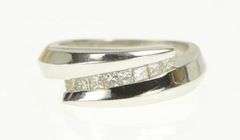 14K White Gold 0.50 Ctw Princess Diamond Bypass Band Ring