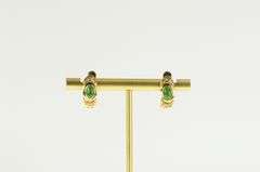 18K Yellow Gold Natural Jade Diamond Accent Oval Hoop Earrings