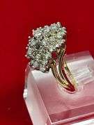 CERTIFIED 14K GOLD AND DIAMOND COCKTAIL RING