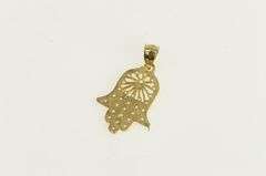 14K Yellow Gold Ornate Filigree Hamsa Protection Symbol Charm/Pendant