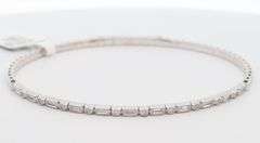 New 0.42ctw Baguette and Round Diamond Flex Bangle Bracelet in 18K