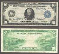 $10 1914 Fr.912 FRN Blue Seal and Serial numbers from the Philadelphia =Fine+