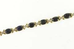 10K Yellow Gold 11.27 Ctw Natural Sapphire Diamond Tennis Bracelet