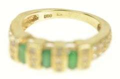 10K Yellow Gold 1.64 Ctw Oval Emerald Diamond Squared Ring
