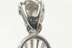 18K White Gold Tear Drop Baguette & Round Cluster CZ Pendant