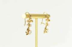 14K Yellow Gold 1.10 Ctw 1950's Diamond Gypsy Dangle Earrings