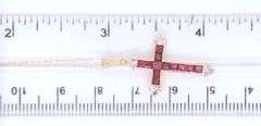 Elegant Yellow Gold Ruby and Diamond Cross Pendant on Chain Necklace