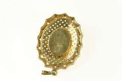 14K Yellow Gold Retro Ornate Scalloped Ruby Oval Locket Pendant