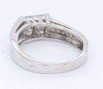 Divine White Gold Princess and Round Cut Diamond Ring