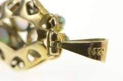 14K Yellow Gold Victorian Opal Turquoise Artisan Vintage Pendant