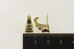 14K Yellow Gold 2.00 Ctw Emerald Cut Ruby Diamond Stud Earrings