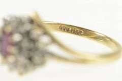 14K Yellow Gold 0.45 Ctw Oval Natural Ruby Diamond Cluster Ring
