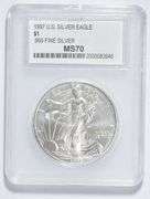 MS70 1997 American Silver Eagle - .999 Fine Silver - Graded PCC