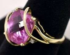Bewitching Yellow Gold Pink Sapphire and Diamond Ring