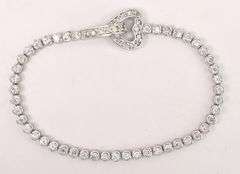 Sterling Silver Heart CZ Tennis Bracelet