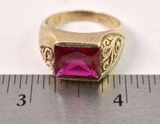 Stunning Men's Lab Ruby Ring in Yellow Gold