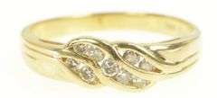 14K Yellow Gold 0.25 Ctw Diamond Wavy Channel Curvy Ring