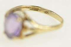 10K Yellow Gold Amethyst Vintage February Birthstone Ring