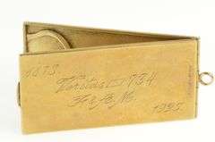 10K Yellow Gold Art Deco 47x26.7mm Masonic Enamel Card Case Pendant