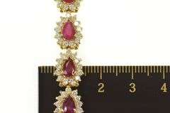 14K Yellow Gold 9.90 Ctw Pear Ruby Diamond Halo Tennis Bracelet