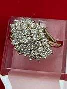 CERTIFIED 14K GOLD AND DIAMOND COCKTAIL RING
