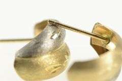 10K Yellow Gold Diamond Cut Two Tone Curved Statement Earrings