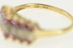 10K Yellow Gold Ruby Diamond Squared Statement Band Ring