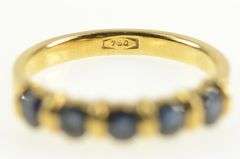 14K Yellow Gold Five Stone Natural Sapphire Stackable Band Ring