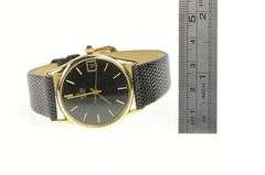 14K Concord Quartz Date Leather Band Vintage Men's Watch