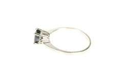 10K White Gold Oval Sapphire Diamond Accent Engagement Ring