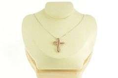 10K Yellow Gold Ruby Encrusted Diamond Accent Loop Cross Pendant