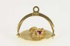 14K Yellow Gold Nassau Bahamas Palm Tree Syn. Ruby Charm/Pendant