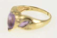 10K Yellow Gold Marquise Amethyst Diamond Accent Ring