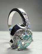 Dazzling 3 Ct Ice Green Fire Moissanite Heart Ring