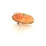 18K Yellow Gold Carved Shell Cameo Classic Vintage Lady Pin/Brooch