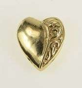 14K Yellow Gold Scroll Heart Victorian Slide Bracelet Charm/Pendant
