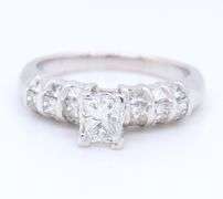 Elegant White Gold Princess Cut Diamond Engagement Ring in Princess Cut Setting