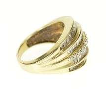 10K Yellow Gold Diamond Encrusted Tiered Statement Band Ring