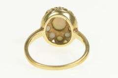 14K Yellow Gold 1940's Natural Opal Halo Retro Cocktail Ring