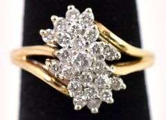 Precious Waterfall Diamond Ring in 14K Yellow Gold
