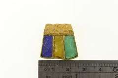 18K Yellow Gold Lapis Citrine Chrysoprase Diamond Statement Pendant