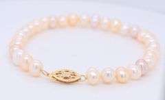 Set of Fresh Water Pearl Necklace, Bracelet and Stud Earrings