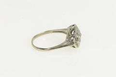 10K White Gold 1950's Diamond Oval Floral Motif Ring