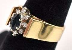 Fantatstic Blue Sapphire and Diamond Ring in 14K Yellow Gold