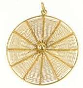 18K Yellow Gold 3D Elaborate Woven Spider Web Halloween Charm/Pendant